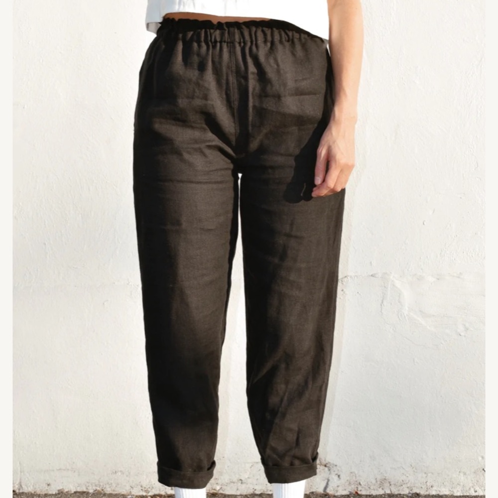 Shelter Marie Pants in Black Linen
